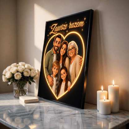 Zawsze Razem w Neonowym Sercu – Personalizowany plakat dla rodziców - idamell.com