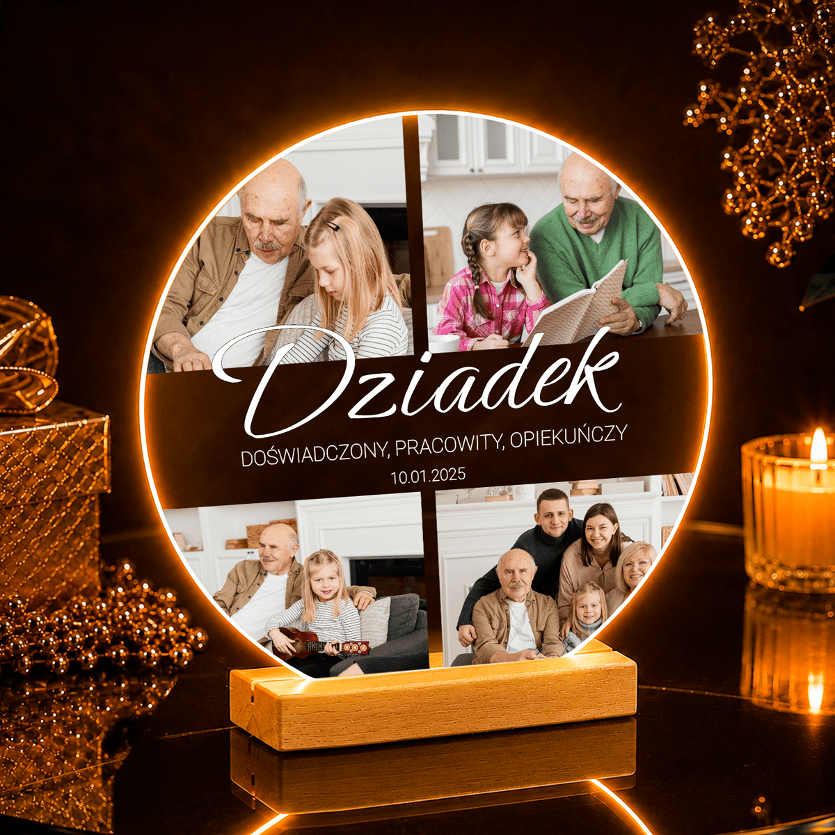 Zdjęcia z dziadkiem + napisy - Druk na szkle, spersonalizowany prezent dla dziadka - idamell.com