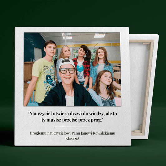Zdjęcie + cytat dla nauczyciela - druk na płótnie, spersonalizowany prezent dla nauczyciela - idamell.com