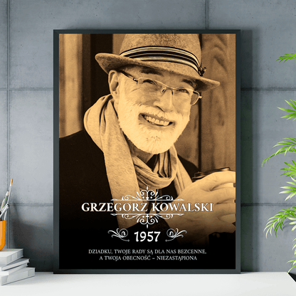 Zdjęcie dziadka w stylu vintage + tekst - plakat, spersonalizowany prezent dla dziadka - idamell.com
