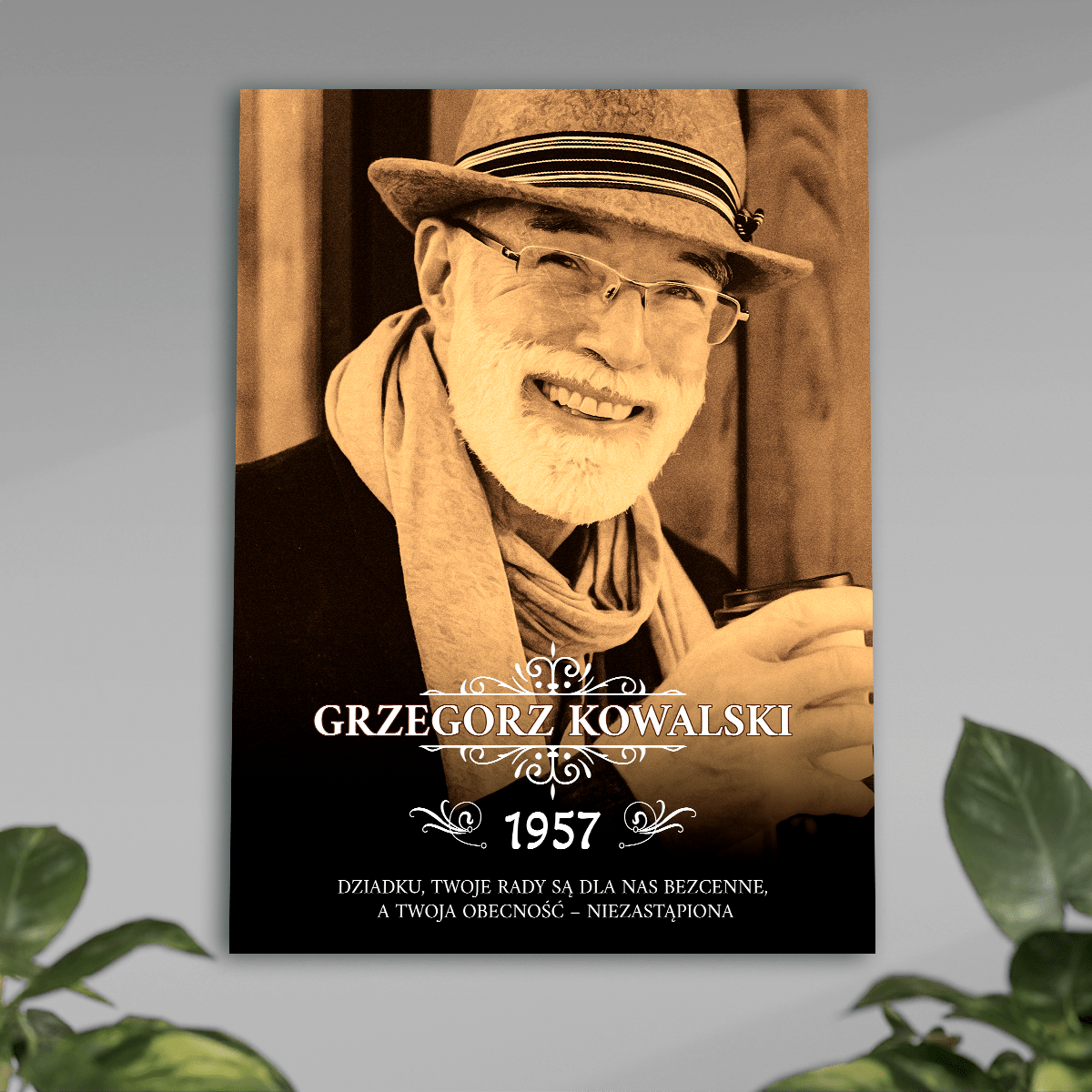 Zdjęcie dziadka w stylu vintage + tekst - plakat, spersonalizowany prezent dla dziadka - idamell.com