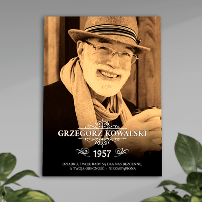 Zdjęcie dziadka w stylu vintage + tekst - plakat, spersonalizowany prezent dla dziadka - idamell.com