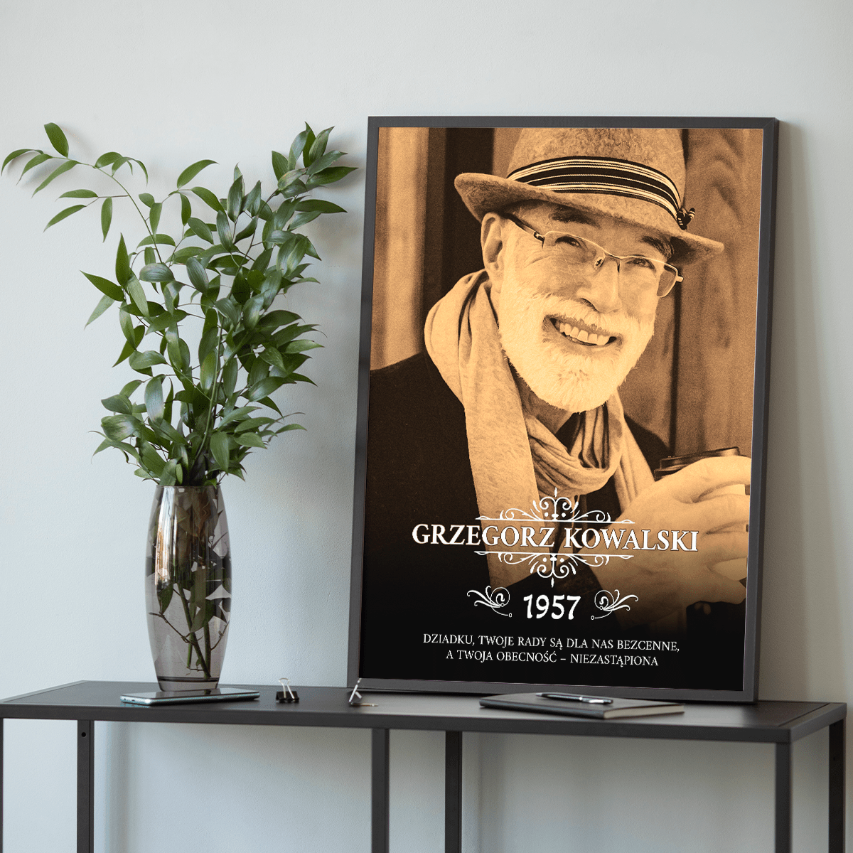 Zdjęcie dziadka w stylu vintage + tekst - plakat, spersonalizowany prezent dla dziadka - idamell.com