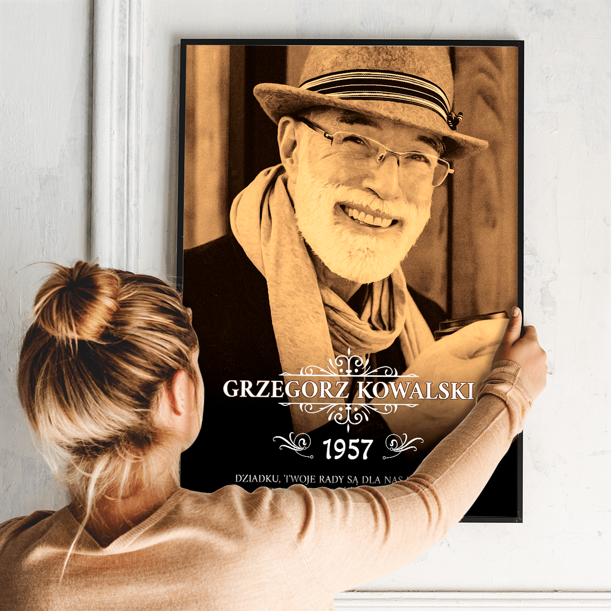 Zdjęcie dziadka w stylu vintage + tekst - plakat, spersonalizowany prezent dla dziadka - idamell.com