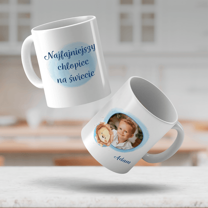 Zdjęcie dziecka + imię - 1x Kubek z nadrukiem, spersonalizowany prezent dla dziecka - idamell.com