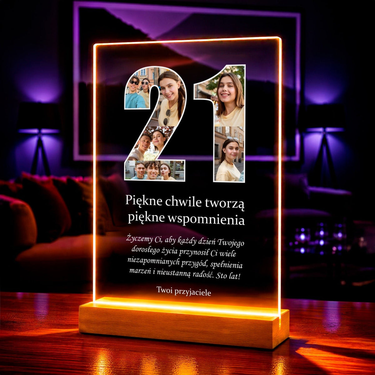 Zdjęcie na szkle akrylowym 21 lat prezent na urodziny - idamell.com