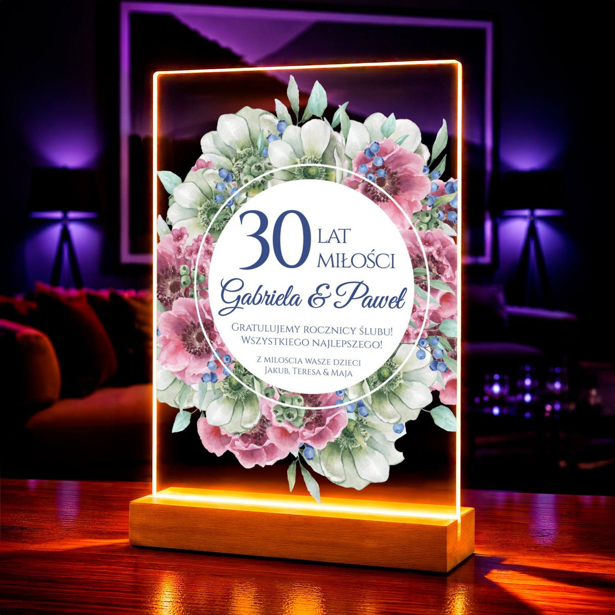 Zdjęcie na szkle akrylowym 30 lat prezent na rocznicę - idamell.com