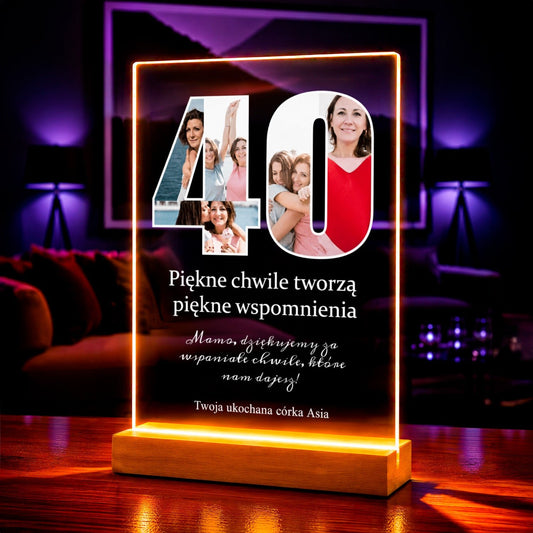 Zdjęcie na szkle akrylowym 40 lat mamy prezent na 40 urodziny - idamell.com