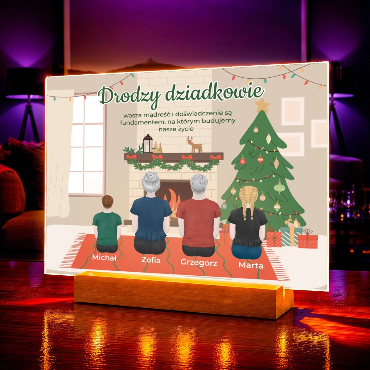 Zdjęcie na szkle akrylowym Clipart wnukami prezent dla dziadków - idamell.com