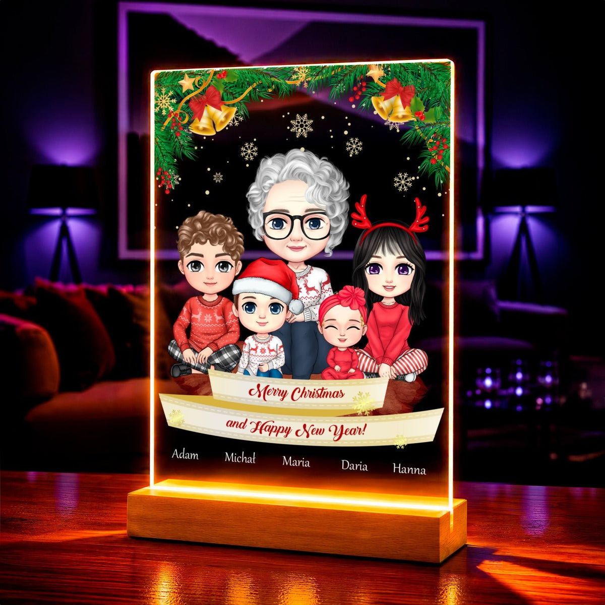 Zdjęcie na szkle akrylowym Clipart zimowy prezent dla babci - idamell.com