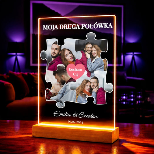 Zdjęcie na szkle akrylowym druga połówka prezent dla pary - idamell.com