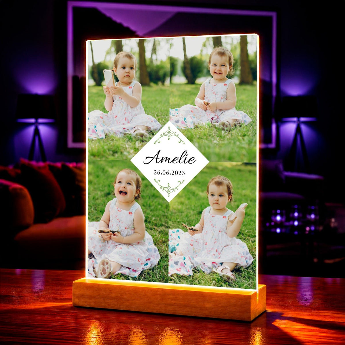 Zdjęcie na szkle akrylowym Fotokolaż imię prezent dla dziecka - idamell.com