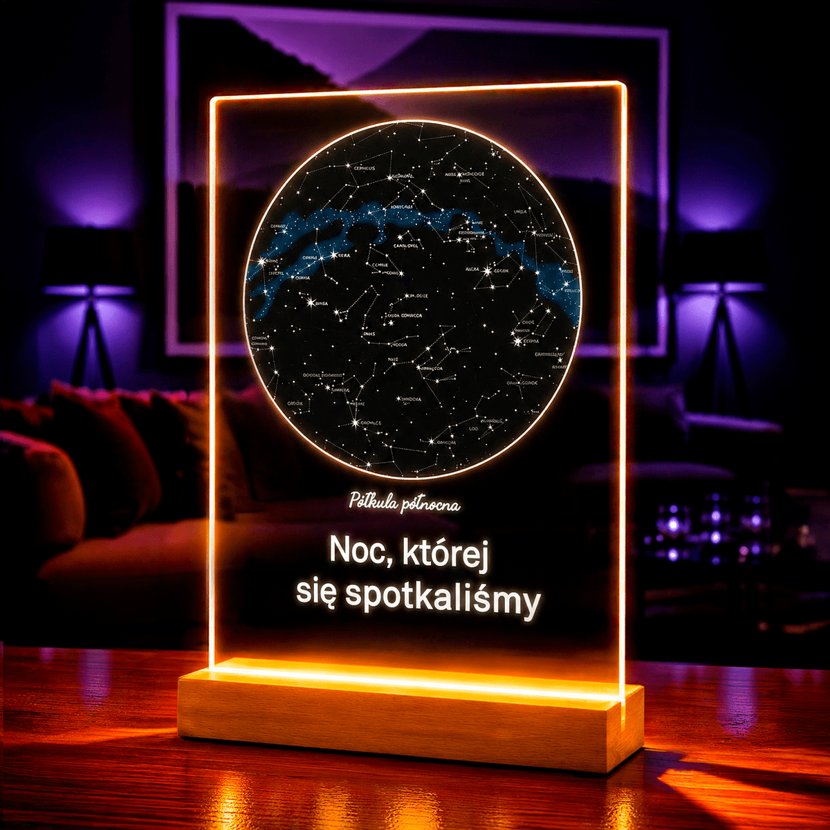 Zdjęcie na szkle akrylowym mapa z gwiazd prezent na rocznicę - idamell.com