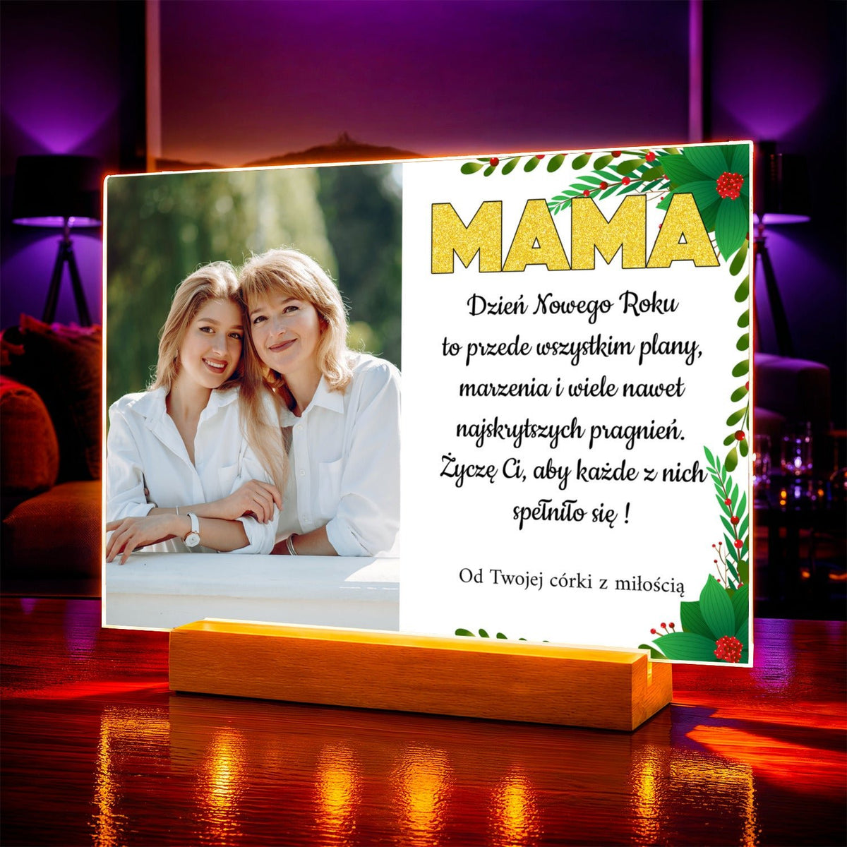 Zdjęcie na szkle akrylowym Nowy Rok prezent dla mamy - idamell.com