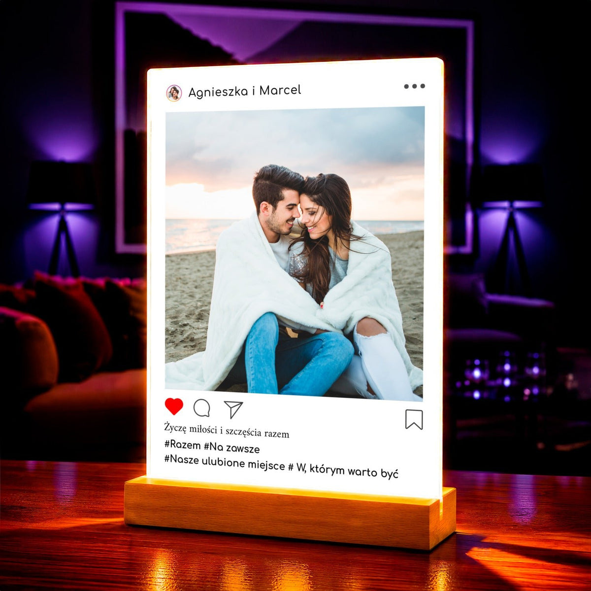 Zdjęcie na szkle akrylowym profil układzie prezent dla pary - idamell.com