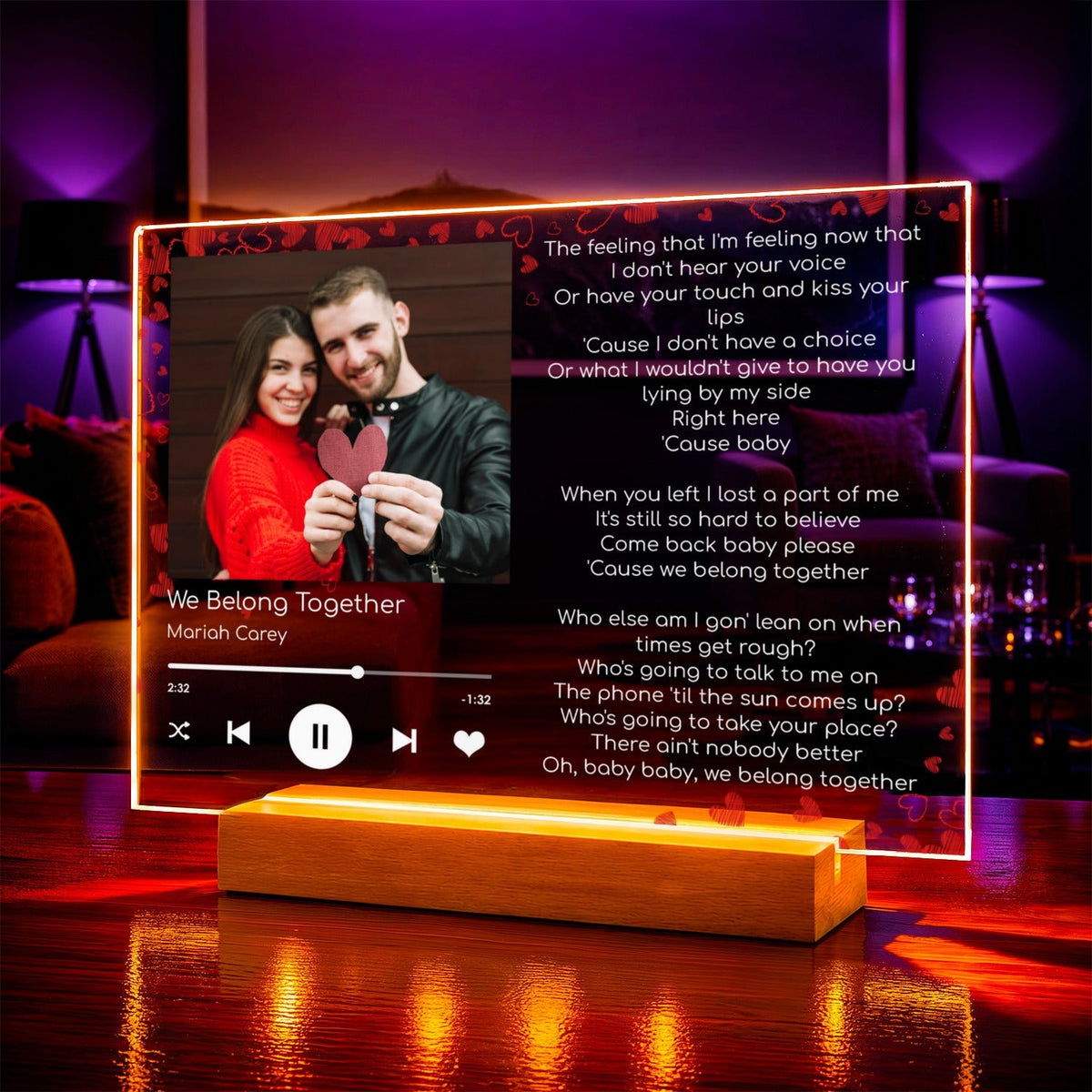 Zdjęcie na szkle akrylowym romantyczny utwór prezent dla pary - idamell.com