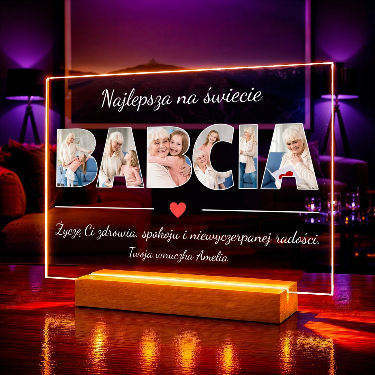 Zdjęcie na szkle akrylowym w prostej oprawie prezent dla babci - idamell.com