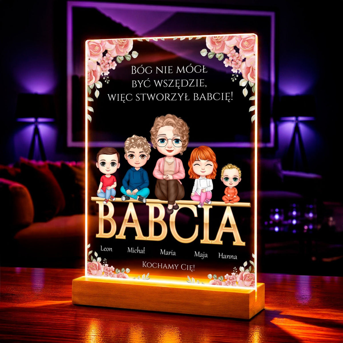 Zdjęcie na szkle akrylowym wnuki Clipart prezent dla babci - idamell.com
