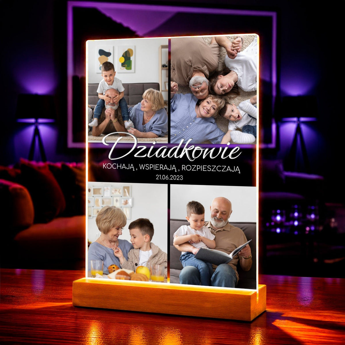 Zdjęcie na szkle akrylowym z wyznaniem prezent dla dziadków - idamell.com