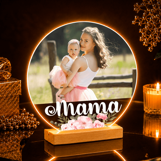 Zdjęcie + napis MAMA - Druk na szkle, spersonalizowany prezent dla mamy - idamell.com