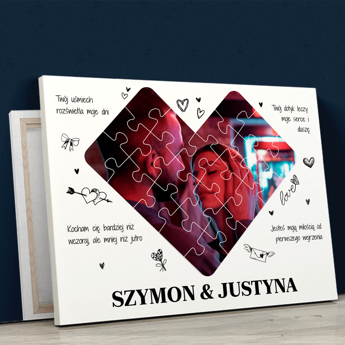 Zdjęcie puzzle + cytaty - druk na płótnie, spersonalizowany prezent dla pary - idamell.com