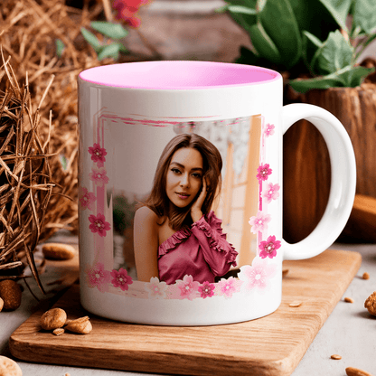 Zdjęcie w kwiatach 20 lat - 1x Kubek z nadrukiem, spersonalizowany prezent dla niej - idamell.com