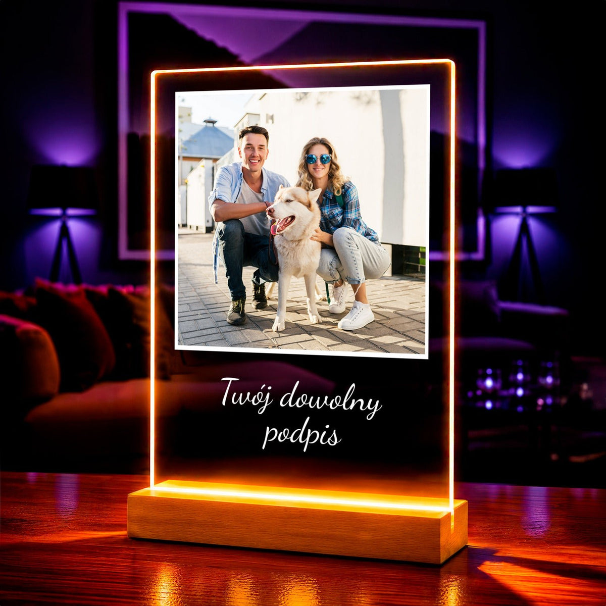 Zdjęcie z dowolnym podpisem - Druk na szkle, spersonalizowany prezent - idamell.com