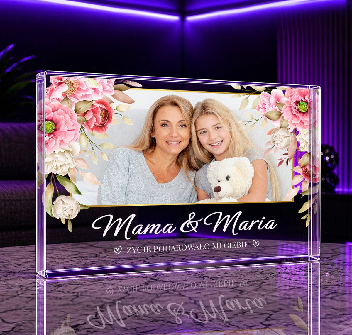 Zdjęcie z moją mamą - Druk na szkle, spersonalizowany prezent dla mamy - idamell.com