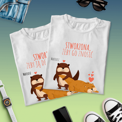 Zestaw 2 koszulek BOBRY - spersonalizowany prezent dla pary - idamell.com