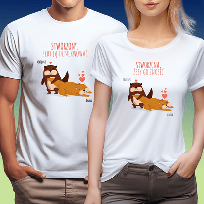 Zestaw 2 koszulek BOBRY - spersonalizowany prezent dla pary - idamell.com