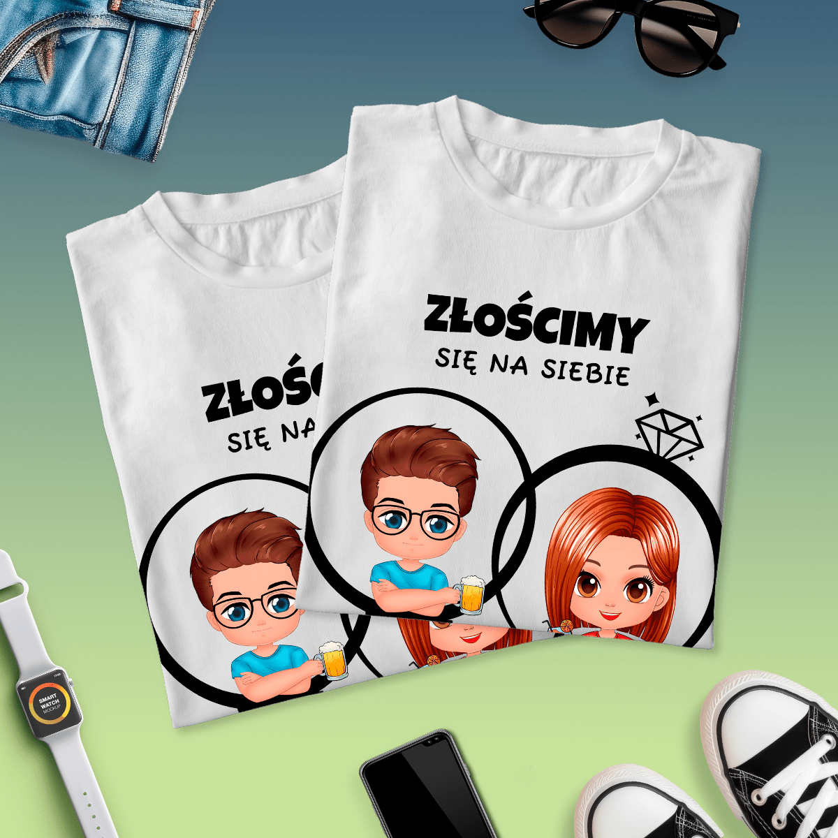 Zestaw 2 koszulek KOCHAMY SIĘ - spersonalizowany prezent dla pary - idamell.com