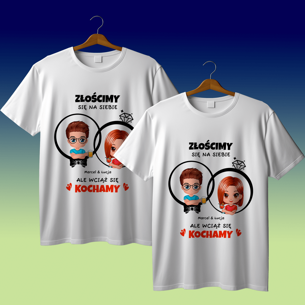 Zestaw 2 koszulek KOCHAMY SIĘ - spersonalizowany prezent dla pary - idamell.com