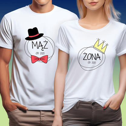 Zestaw 2 koszulek MĄŻ I ŻONA RAZEM OD... - spersonalizowany prezent dla pary - idamell.com