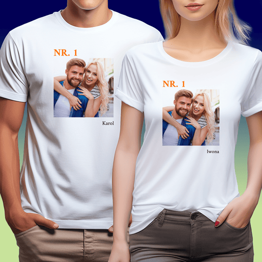 Zestaw 2 koszulek NUMER 1 - spersonalizowany prezent dla pary - idamell.com