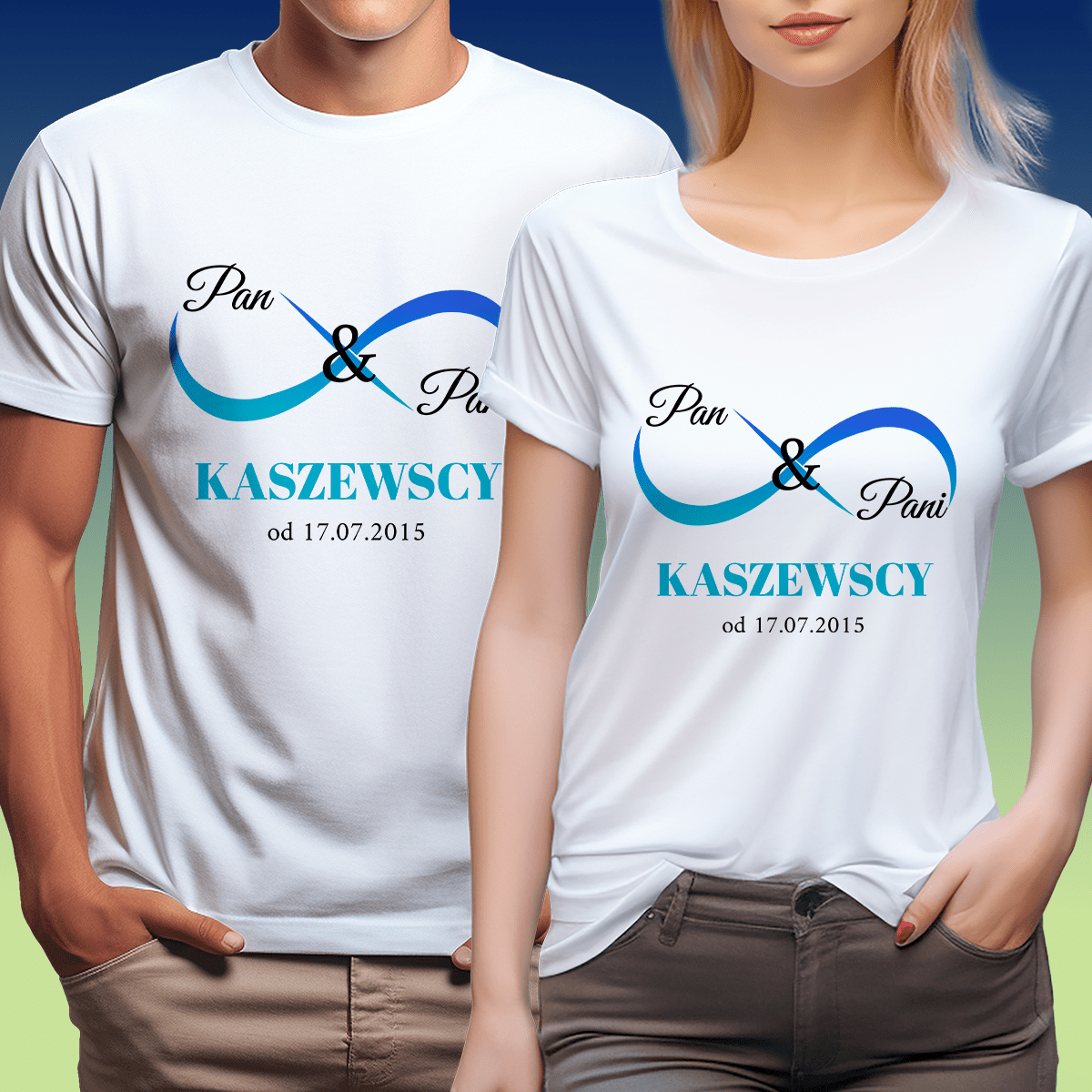 Zestaw 2 koszulek PAN & PANI - spersonalizowany prezent dla pary - idamell.com