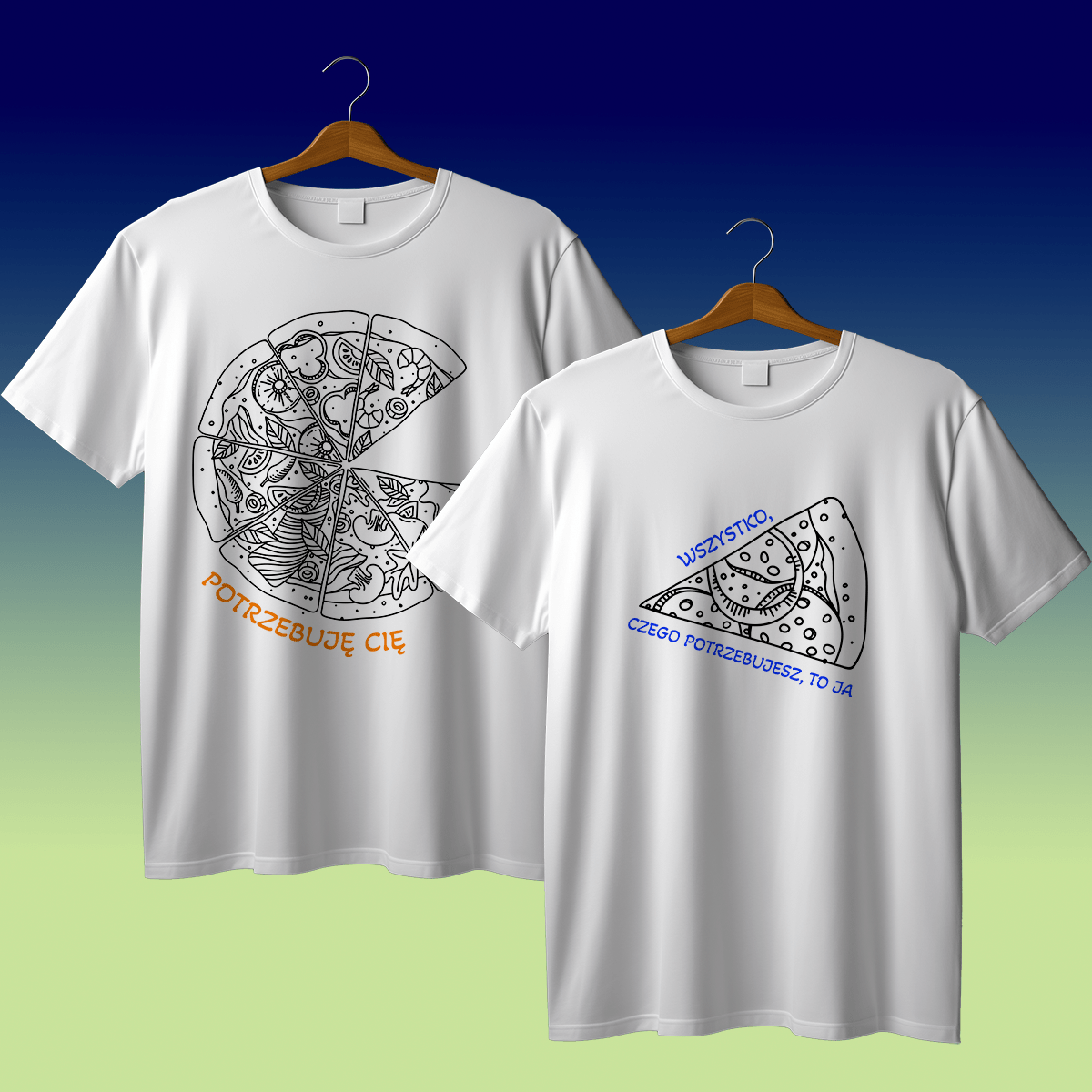 Zestaw 2 koszulek PIZZA - spersonalizowany prezent dla pary - idamell.com