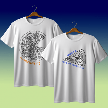 Zestaw 2 koszulek PIZZA - spersonalizowany prezent dla pary - idamell.com