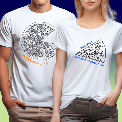 Zestaw 2 koszulek PIZZA - spersonalizowany prezent dla pary - idamell.com