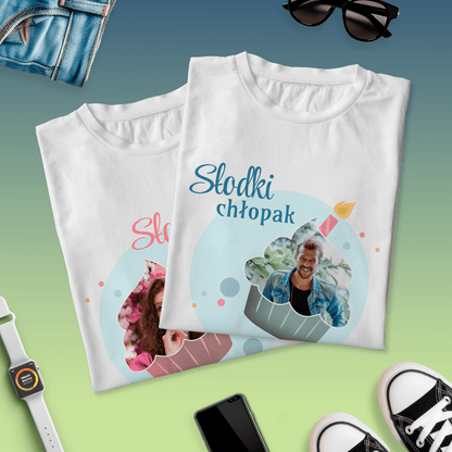 Zestaw 2 koszulek SŁODKA PARA - spersonalizowany prezent dla pary - idamell.com