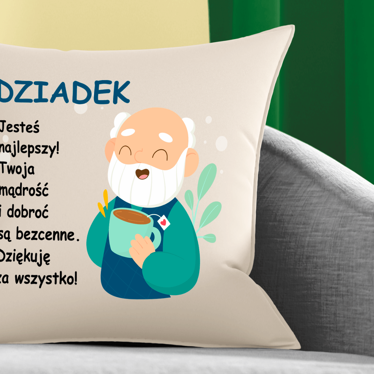 Zestaw 2 poduszek z własnym nadrukiem DZIADKOWIE - spersonalizowany prezent dla dziadków - idamell.com