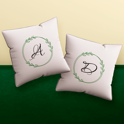 Zestaw 2 poduszek z własnym nadrukiem MONOGRAM - spersonalizowany prezent dla pary - idamell.com