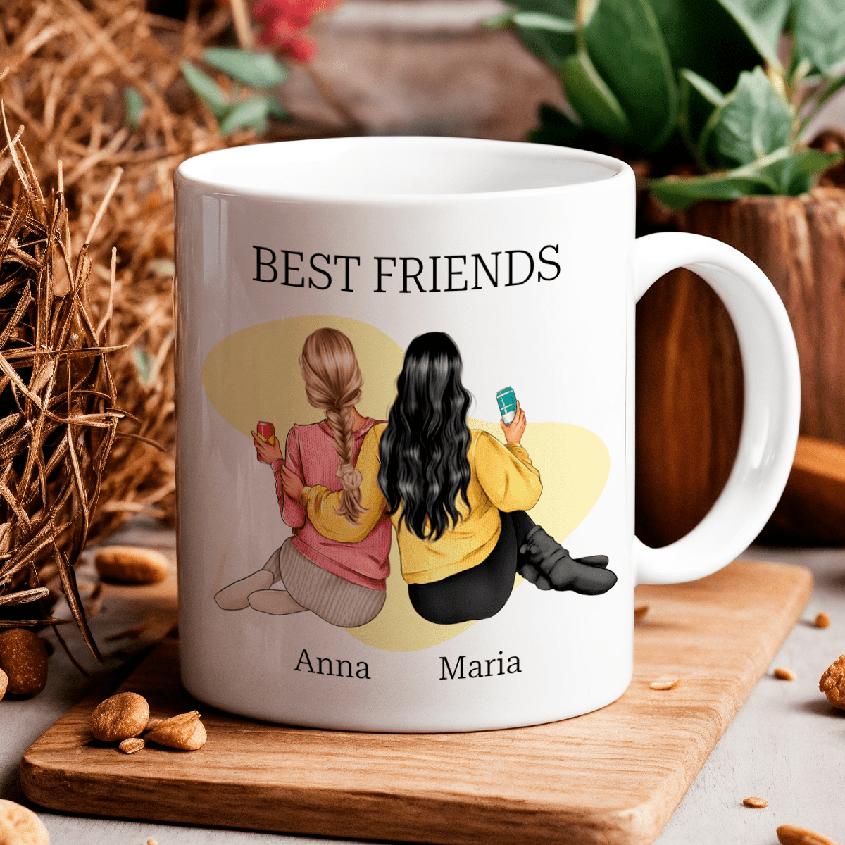 Zestaw kubków PRZYJACIÓŁKI - 4 x kubek z nadrukiem, spersonalizowany prezent dla przyjaciółki - idamell.com