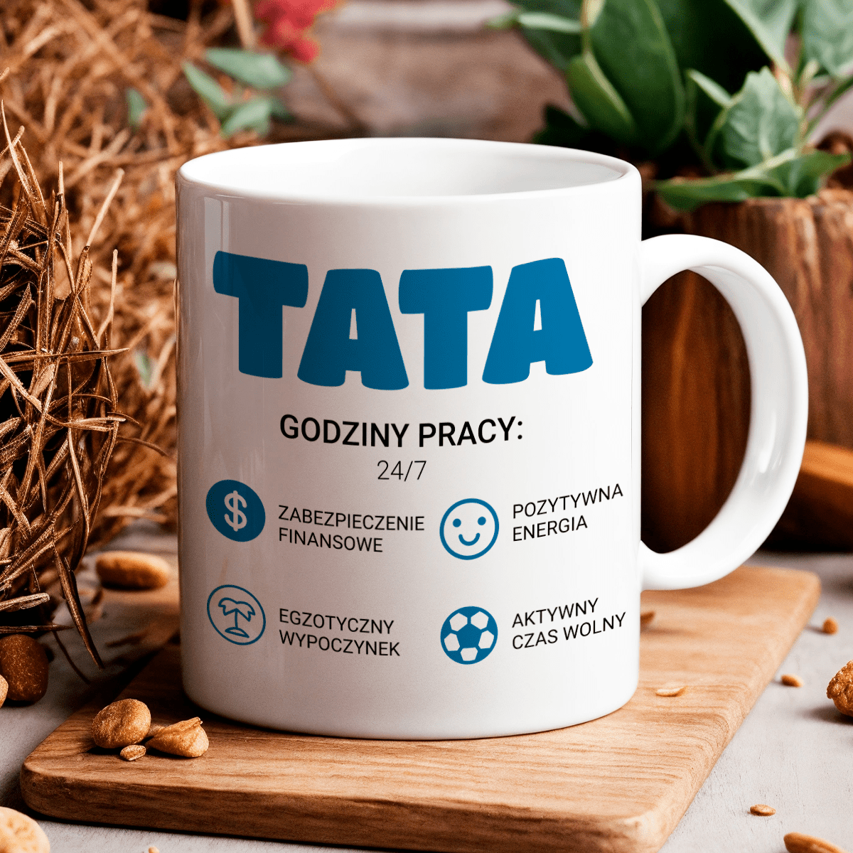 Zestaw TATA - 4 x kubek z nadrukiem, spersonalizowany prezent dla taty - idamell.com