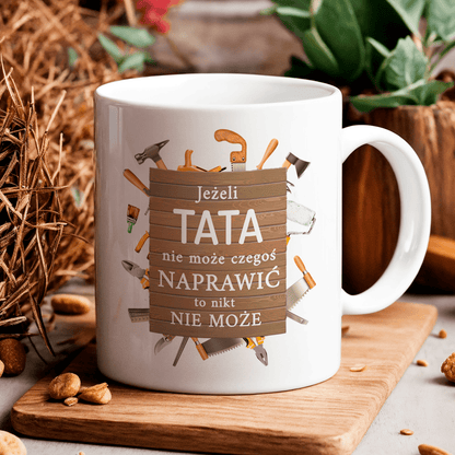 Złota rączka - 1x Kubek z nadrukiem, spersonalizowany prezent dla taty - idamell.com