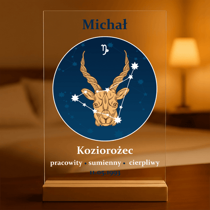 Znak zodiaku - Druk na szkle, spersonalizowany prezent dla niego - idamell.com