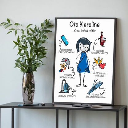 Żona edycja limitowana - plakat, spersonalizowany prezent dla żony - idamell.com