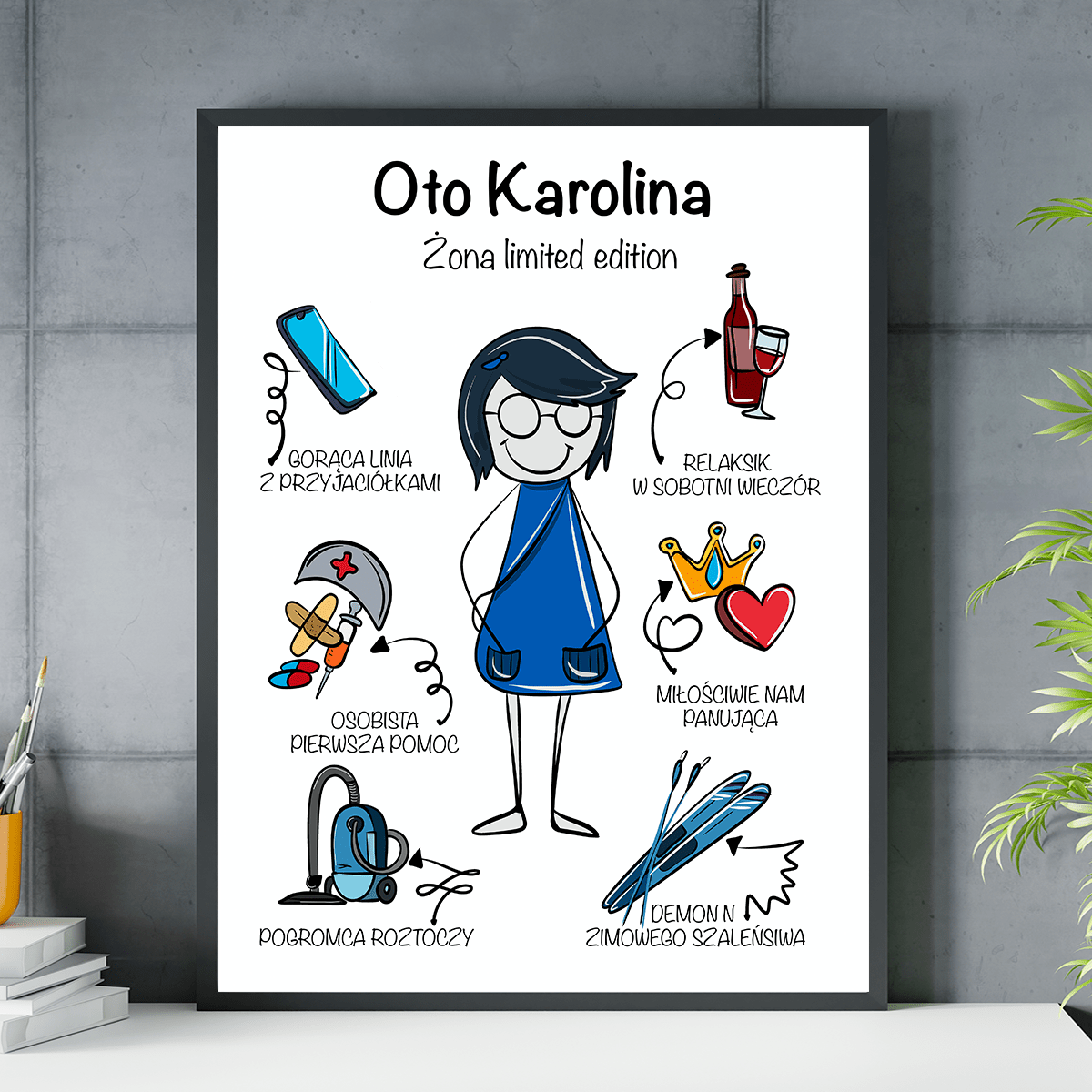 Żona edycja limitowana - plakat, spersonalizowany prezent dla żony - idamell.com