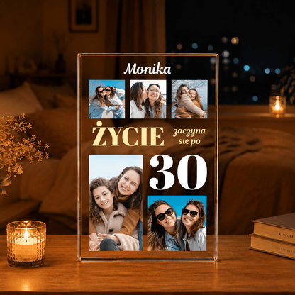 Życie zaczyna po się po 30 - Druk na szkle, spersonalizowany prezent na urodziny - idamell.com