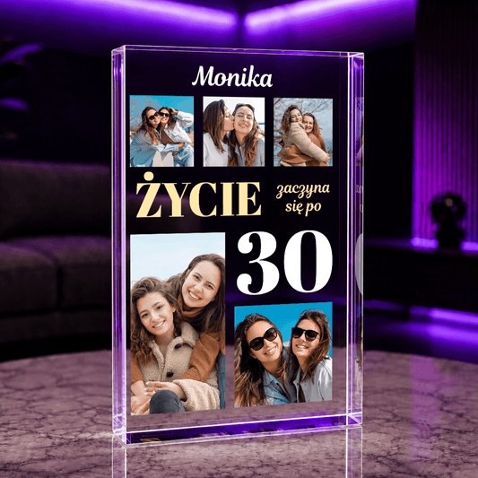 Życie zaczyna po się po 30 - Druk na szkle, spersonalizowany prezent na urodziny - idamell.com