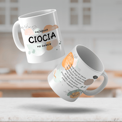 Życzenia dla cioci - 1x Kubek z nadrukiem, spersonalizowany prezent dla cioci - idamell.com